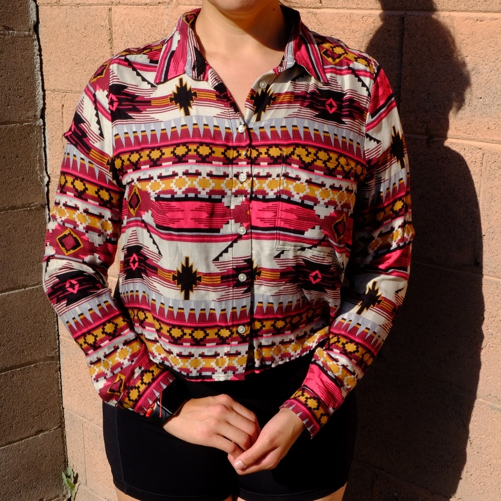 button down crop top